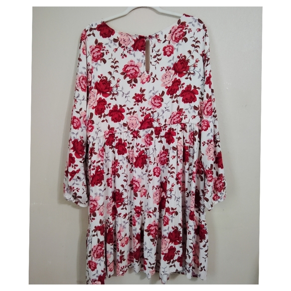 Torrid Ivory Floral Challis Drawstring Skater Dress Size 4 - Picture 4 of 7